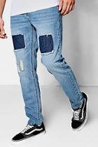 Boohoo Slim Fit Jeans With Repaired Thigh Detail