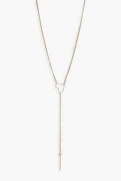 Boohoo Heart Loop Plunge Skinny Necklace