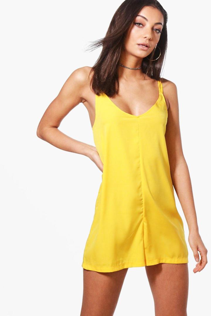 Boohoo Tall Merida Woven Cami Playsuit Yellow