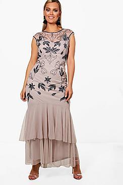 Boohoo Plus Lotte Boutique Ruffle Hem Maxi Dress
