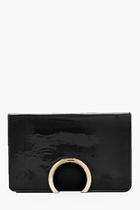 Boohoo Metal Circle Patent And Pu Mix Clutch