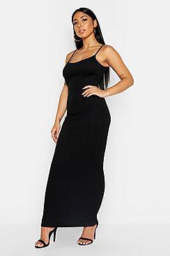 Boohoo Strappy Wide Rib Maxi Dress