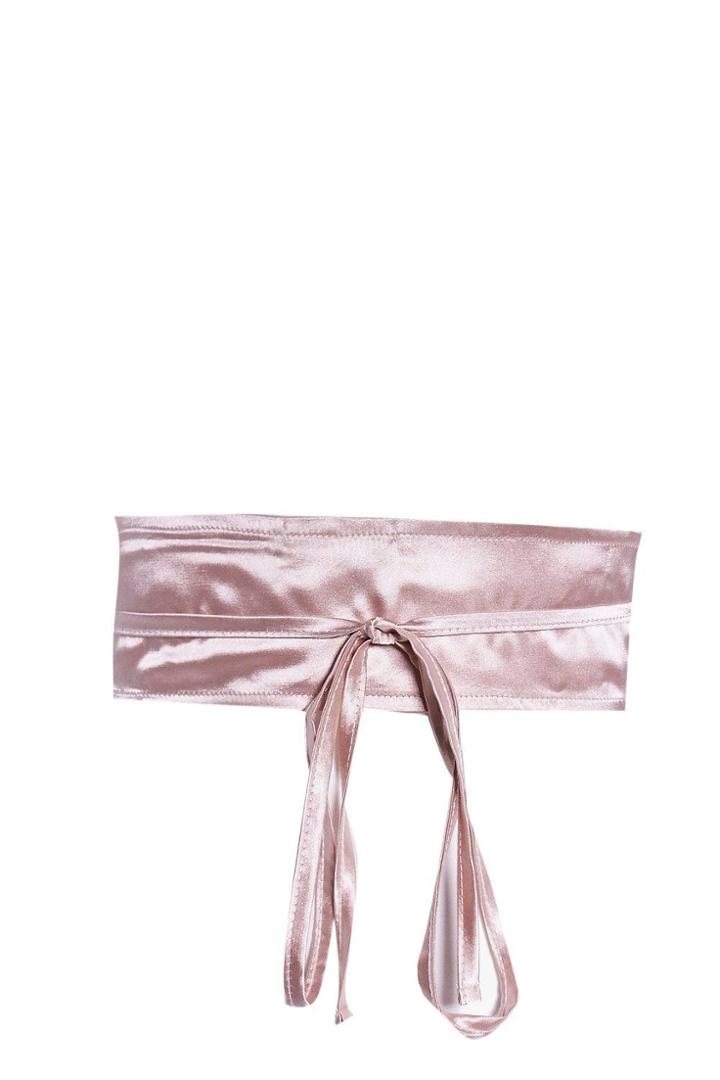 Boohoo Melissa Satin Obi Belt Blush
