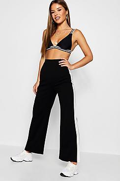 Boohoo Petite Emily Contrast Side Panel Wide Leg Trouser