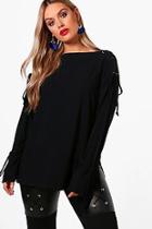 Boohoo Plus Keira Off Shoulder Tie Detail Jumper