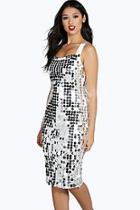 Boohoo Liz Large Sequin Strappy Midi Dress