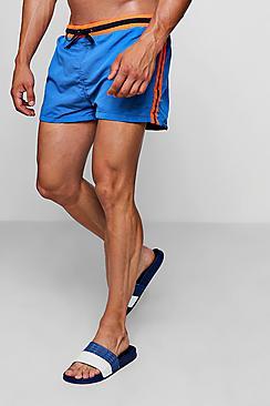 Boohoo Short Length Swim Short With Side Stripe