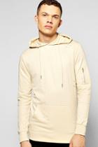 Boohoo Destroyed Ma1 Over The Head Hoodie Sand
