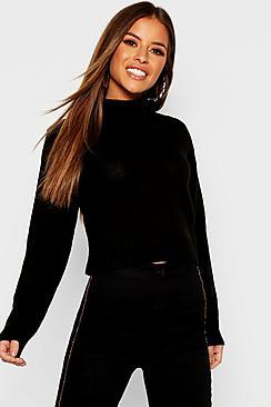 Boohoo Petite Roll Neck Crop Jumper