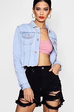 Boohoo Kaytlyn Cropped Denim Trucker Jacket
