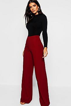 Boohoo Crepe Wide Leg Trousers