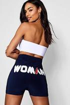 Boohoo Woman Slogan Double Layer Hot Pant