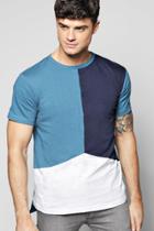 Boohoo Long Line Step Hem Nepp Splice T-shirt Royal