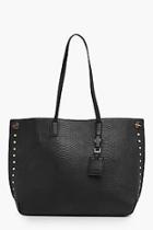 Boohoo Natalie Snake Effect Studded Shopper Bag