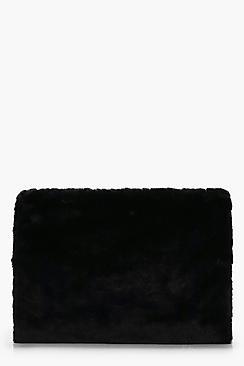 Boohoo Ellie Faux Fur Ziptop Clutch