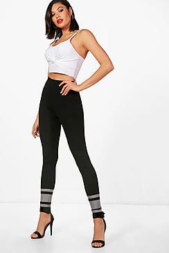 Boohoo Georgina Sports Stripe Hem Leggings