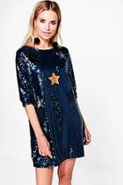 Boohoo Boutique Yasmin Sequin Star Applique Shift Dress