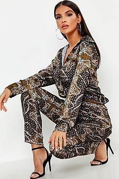 Boohoo Satin Chain Tapered Trouser