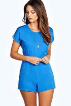 Boohoo Maddox Capped Sleeve Woven Playsuit