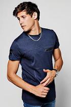 Boohoo Longline Ottoman Panel T-shirt Stripe Sleeve