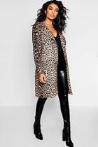 Boohoo Leopard Print Suedette Trench