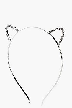 Boohoo Felicity Small Diamante Cat Ear Headband