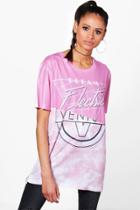 Boohoo Victoria Tie Dye Sublimated Spliced Tee Pink