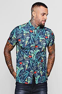 Boohoo Jungle Print Short Sleeve Shirt