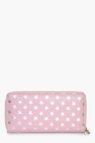 Boohoo Brooke Metallic Star Print Purse Pink