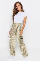 Boohoo Petite Stripe Belted High Waisted Trouser