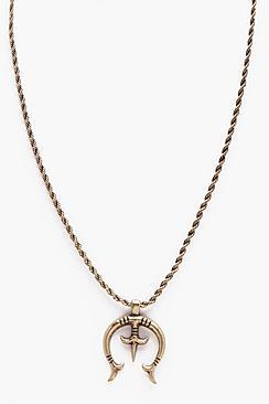 Boohoo Gold Horn Pendant Necklace