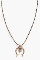 Boohoo Gold Horn Pendant Necklace