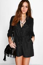 Boohoo Eleanor Utility Style Long Sleeve Playsuit