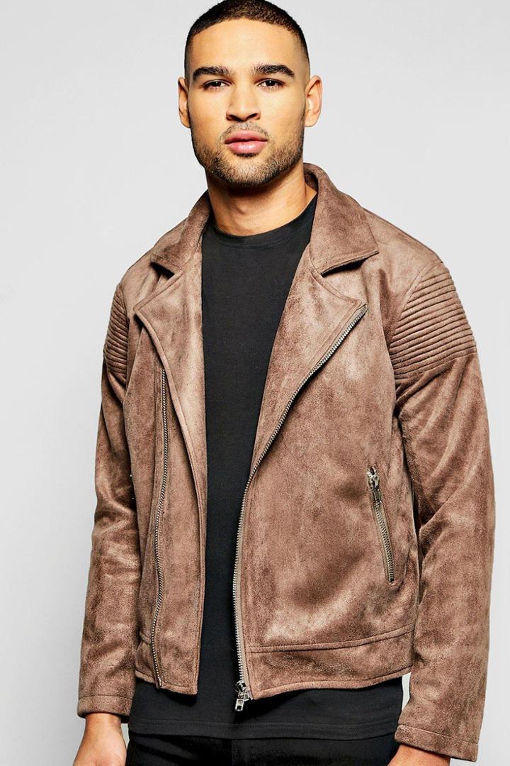 Boohoo Suedette Biker Detail Jacket Mauve