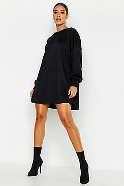 Boohoo Balloon Sleeve Sweatshirt Dress