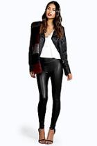 Boohoo Valentina Seamed Front Leather Look Legging