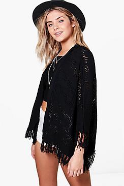 Boohoo Kelly Tassel Trim Cardigan