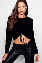 Boohoo Ruched Front Crop Jumper