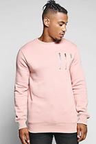 Boohoo Crew Neck Panel Sweatshirt With Zip Detail