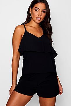 Boohoo Daisy Ruffle Cross Back Woven Cami