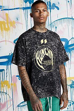 Boohoo Quavo Oversized Acid Wash Huncho T-shirt