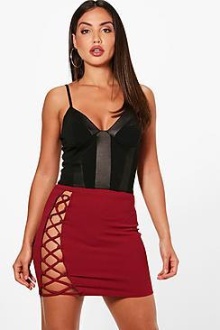 Boohoo Molly Extreme Lace Up Crepe Mini Skirt