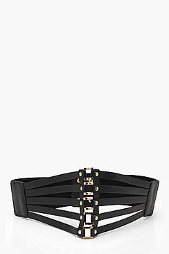 Boohoo Erin Square Metal Laser Cut Waist Belt