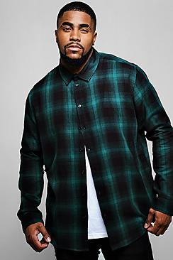 Boohoo Big And Tall Long Sleeve Flannel Check Shirt