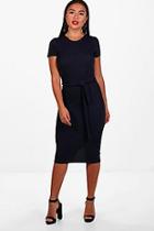 Boohoo Petite Eva Pleat Front Tailored Midi Dress