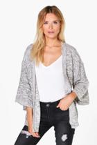 Boohoo Zoe Marl Edge To Edge Cardigan Charcoal