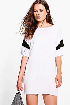 Boohoo Cora Contrast Band T-shirt Dress