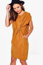 Boohoo Erin Pleat Detail Dress Taupe