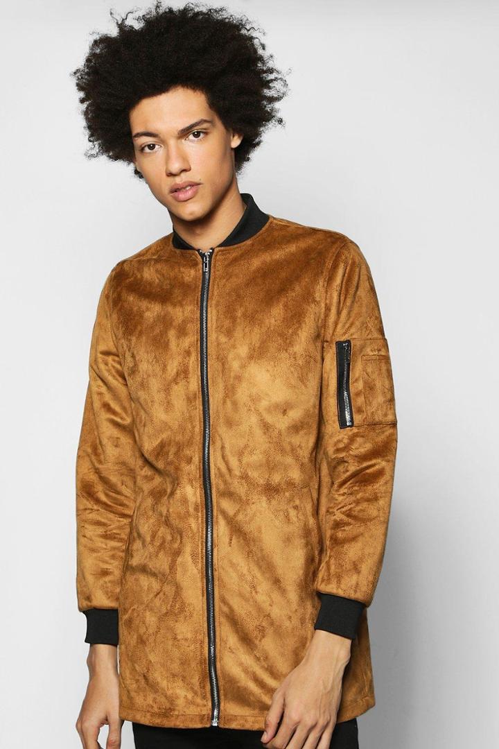Boohoo Suedette Bomber Jacket Tan