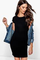 Boohoo Mai Basic Scoop Neck Bodycon Dress Black